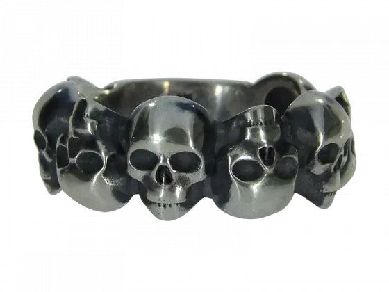 Totenkopfring 8-Skull 925er Silber geschwärzt