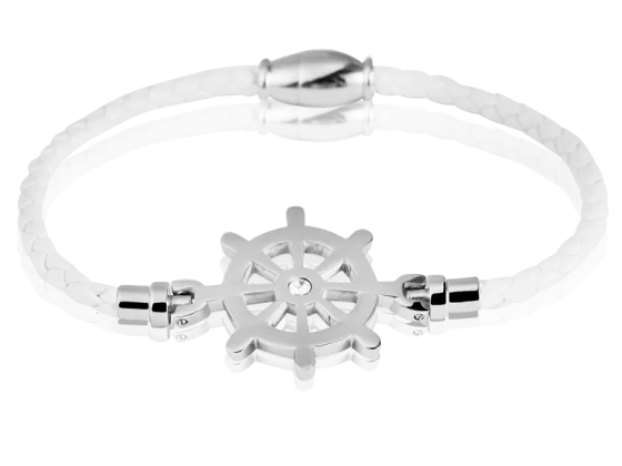 Geflochtenes Armband Nautik Echtleder weiss