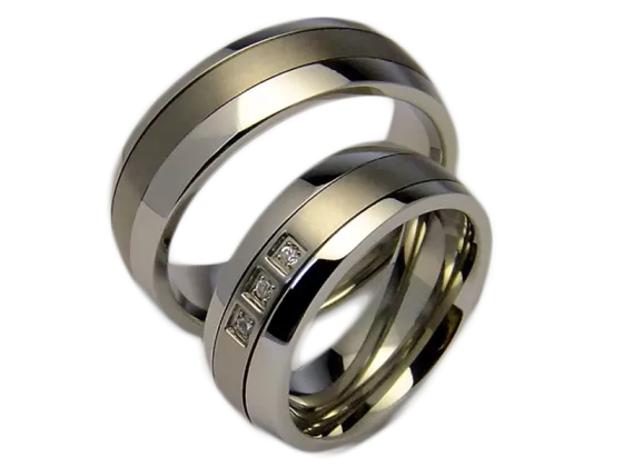 Model Hero - 2 couple rings stainless steel and titanium
