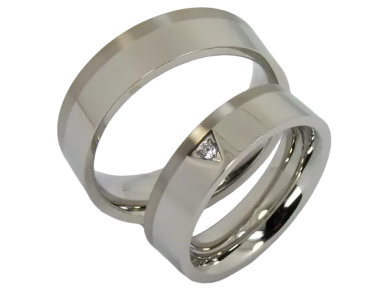 Model Tiziano - 2 couple rings stainless steel with titanium