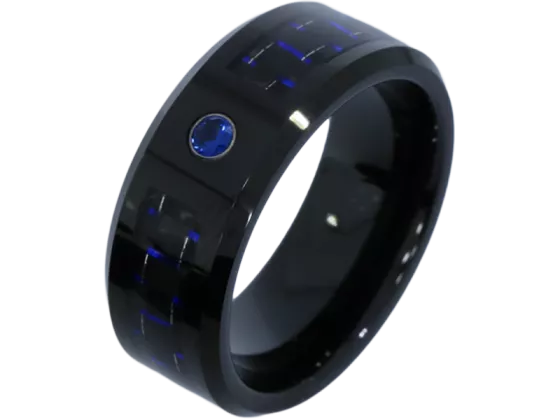 Modell Athena - 1 Ring aus Wolfram mit Carboneinlage