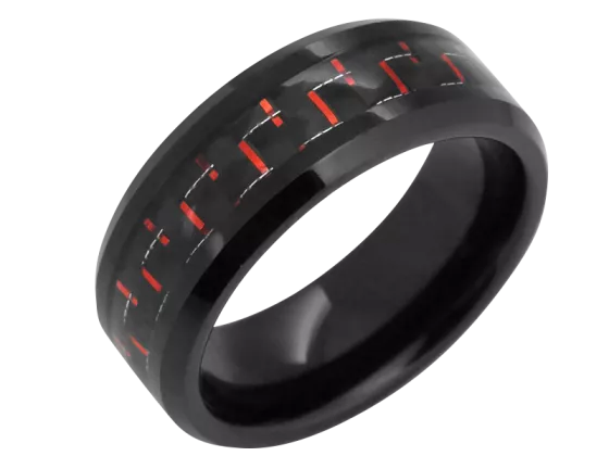 Modell Camille - 1 Ring aus Wolfram mit Carboneinlage