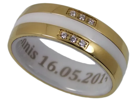 Model Clarissa - 1 couple ring ceramic with stainless steel