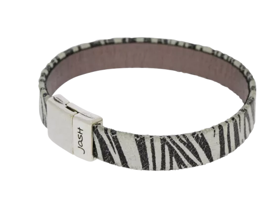 Lederarmband Lola im Zebralook schwarzweiß