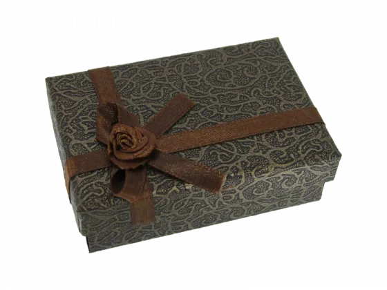 Ringbox Schmuckbox flach braun ornament