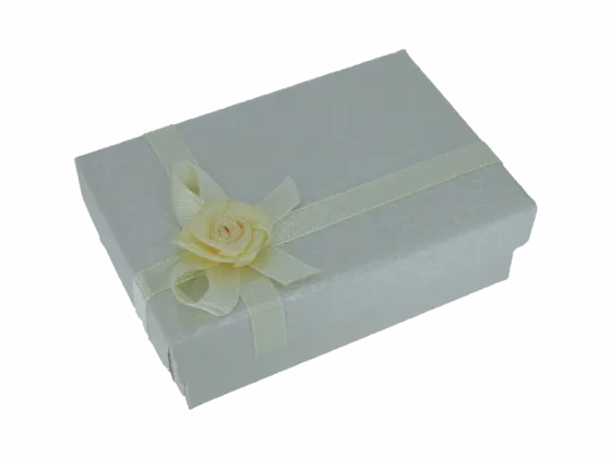 Ringbox Schmuckbox flach weiss ornament