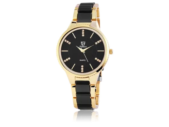 Pierrini ladies wristwatch with stainless steel strap black&gold