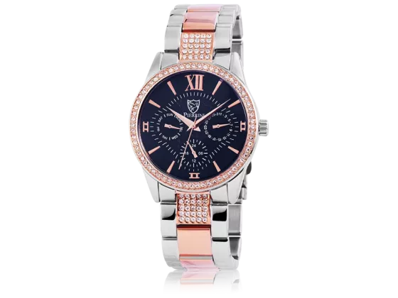 Pierrini ladies watch with stainless steel strap silver&rosegold