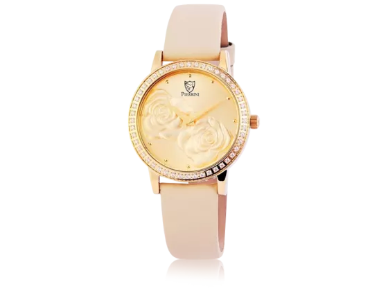 Pierrini Damenuhr mit Echtlederarmband Rose beige