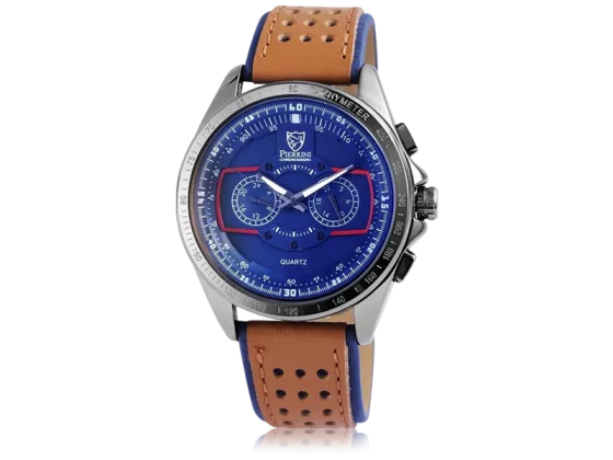 Pierrini Herrenuhr mit Oberseite Echtleder/ Unterseite Lederimitatarmband