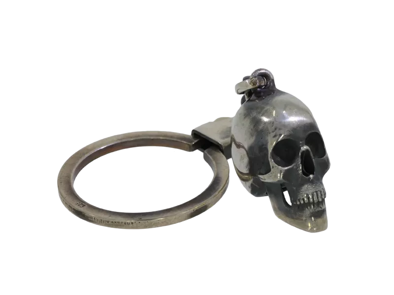 Luxus Totenkopf Schlüsselanhänger handgearbeitet aus Silber 925
