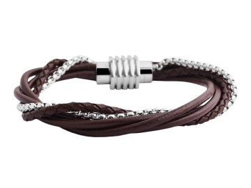 5-reihiges Armband Oki aus Leder braun