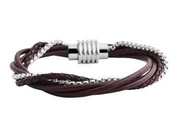 5-reihiges Armband Oki aus Leder braun