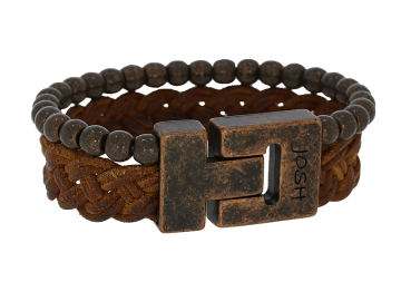 2-teiliges Lederarmband Cal geflochten
