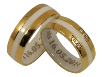 Model Clarissa - 2 couple rings ceramic and stainless steel