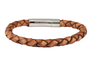 Geflochtenes Lederarmband Zac hellbraun