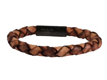 Geflochtenes Lederarmband Bob braun