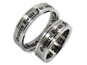 Model Vincent - ring pair stainless steel & laser engraving