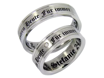 Model Vincent - ring pair stainless steel & laser engraving