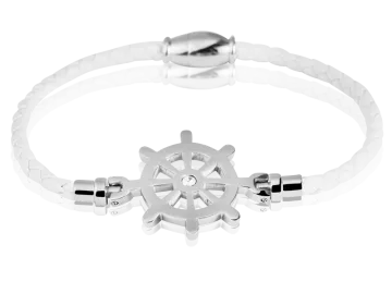 Braided bracelet leather white