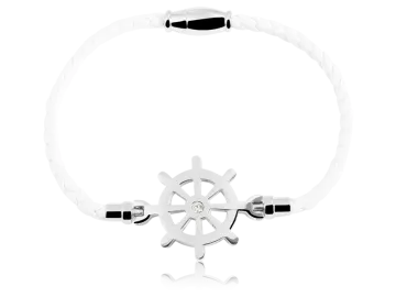 Geflochtenes Armband Nautik Echtleder weiss