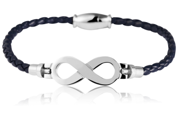 Geflochtenes Armband Unendlichkeit Echtleder dunkelblau