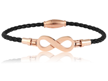 Geflochtenes Armband Unendlichkeit Echtleder schwarz