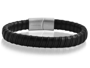 Gewickeltes Lederarmband Tim schwarz