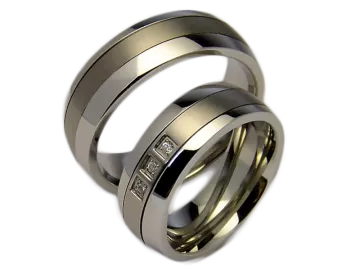 Model Hero - 2 couple rings stainless steel and titanium