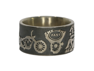 Bikerring schwarz 925er Silber