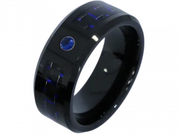 Modell Athena - 2 Hochzeitsringe aus Wolfram mit Carboneinlage