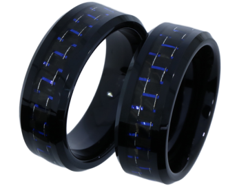 Modell Athena - 2 Eheringe aus Wolfram mit Carboneinlage