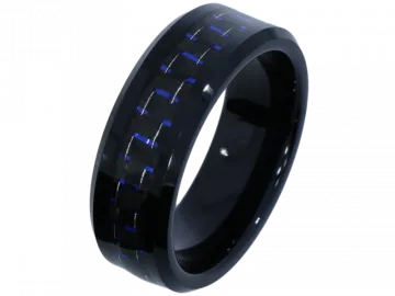 Modell Athena - 2 Hochzeitsringe aus Wolfram mit Carboneinlage