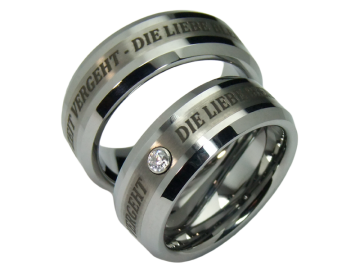 Model Nicolette - 2 tungsten rings with laser engraving