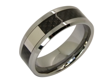 Modell Leander - 1 Ring aus Wolfram mit Carboneinlage