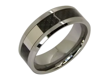 Modell Leander - 1 Ring aus Wolfram mit Carboneinlage