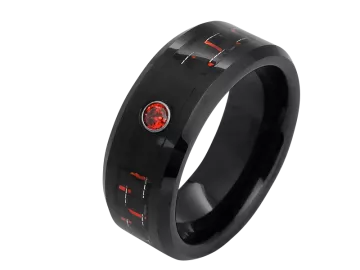Modell Camille - 2 Eheringe aus Wolfram mit Carboneinlage