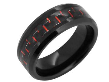 Modell Camille - 1 Ring aus Wolfram mit Carboneinlage