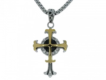 necklace Enzo with pendant two crosses stainless steel