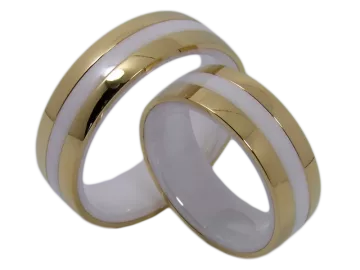 Model Clarissa - 2 wedding rings ceramic and stainless steel