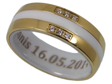 Modell Clarissa - 1 Verlobungsring aus Keramik mit Edelstahl