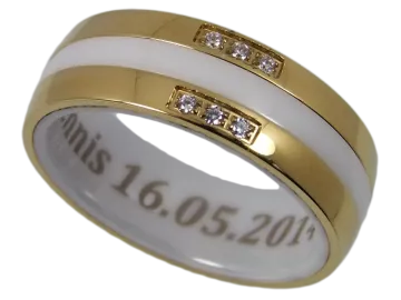 Model Clarissa - 1 couple ring ceramic with stainless steel