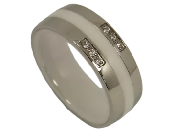 Model Caroline - 1 couple ring ceramic and stainless steel