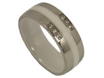 Model Caroline - 2 wedding rings ceramic with stainless steel