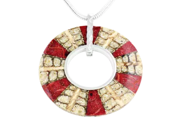 Pendant coral & spidershell 925 silver