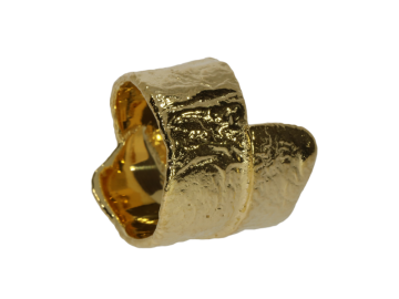 Breiter Ring gelbgolden mit rauher Struktur 925 Silber