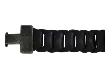Geflochtenes Armband Leo aus Leder schwarz