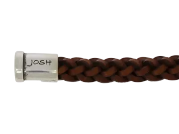 Leather bracelet Jimmy round braided cognac-colored