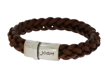 Lederarmband Jimmy rund geflochten cognac