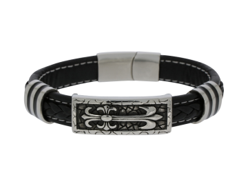 Lederarmband Romana teil geflochten